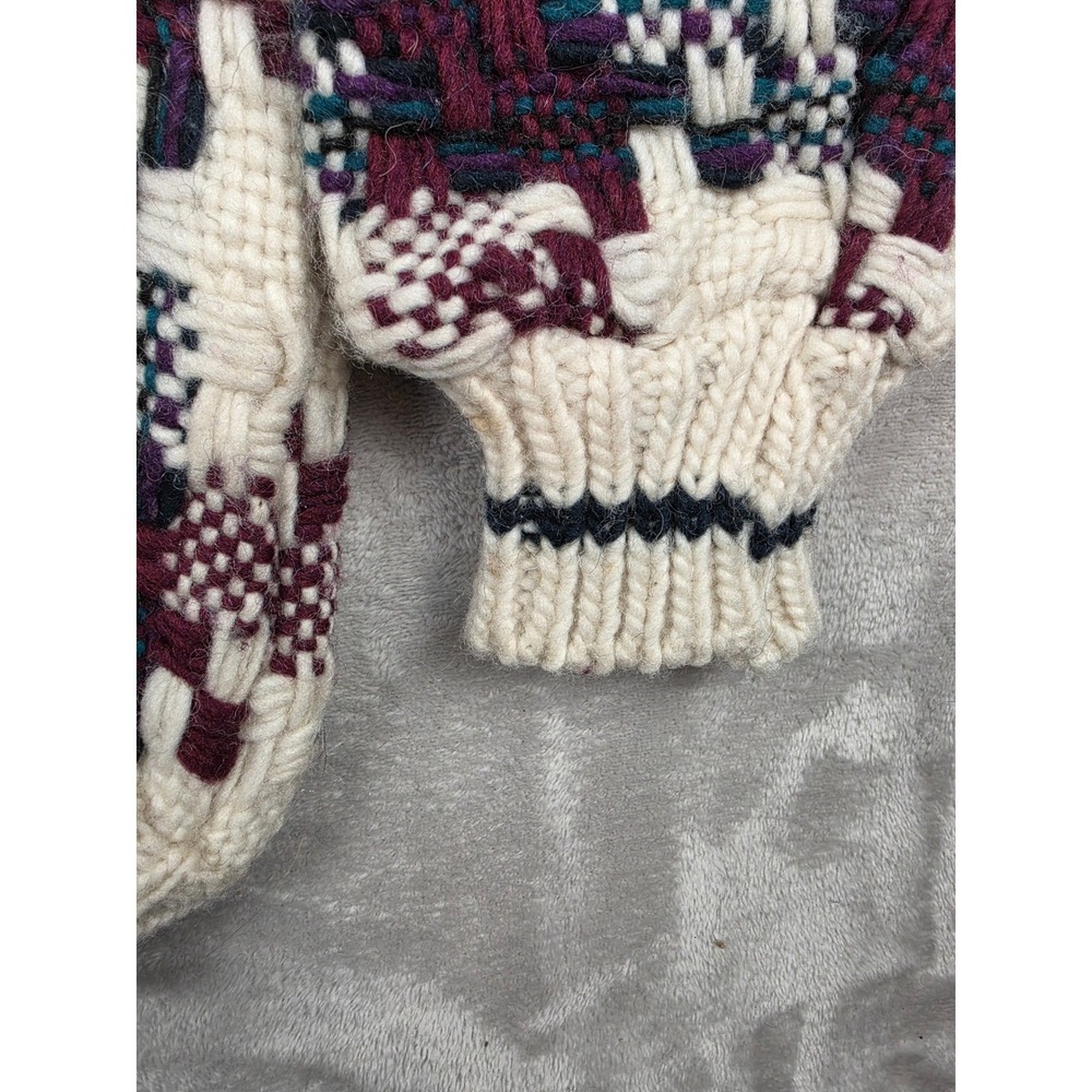 Vintage C.C.H. Imports Sweater Mens M Wool Hand Made Ecuador Houndstooth *Read - Picture 4 of 10